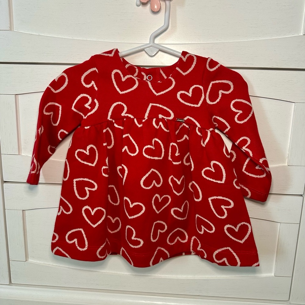 Mayoral red heart knit dress 6 mo